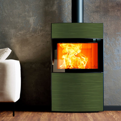 Austroflamm Fynn Xtra 2.0 Kaminofen 6 kW Altgrün Speicherofen raumluftunabhängig