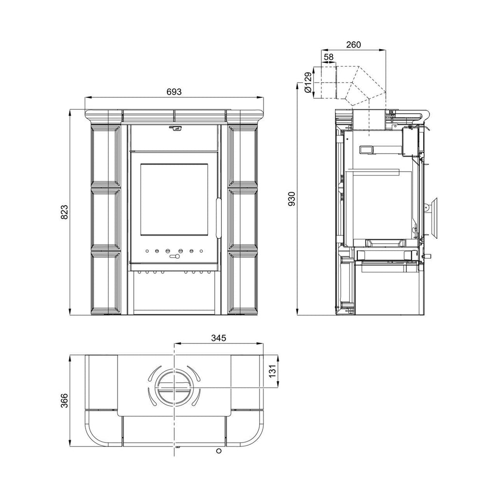 Kaminofen Haas und Sohn Tirol 6 kW 343.15-C - Keramikfarbe: Creme