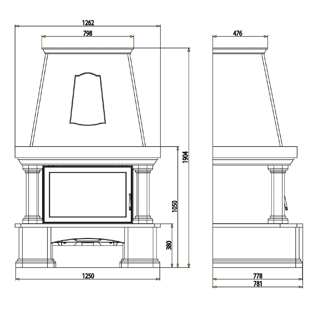 Kaminbausatz Haas und Sohn Genf III 8 kW - Ausführung: Quarzit