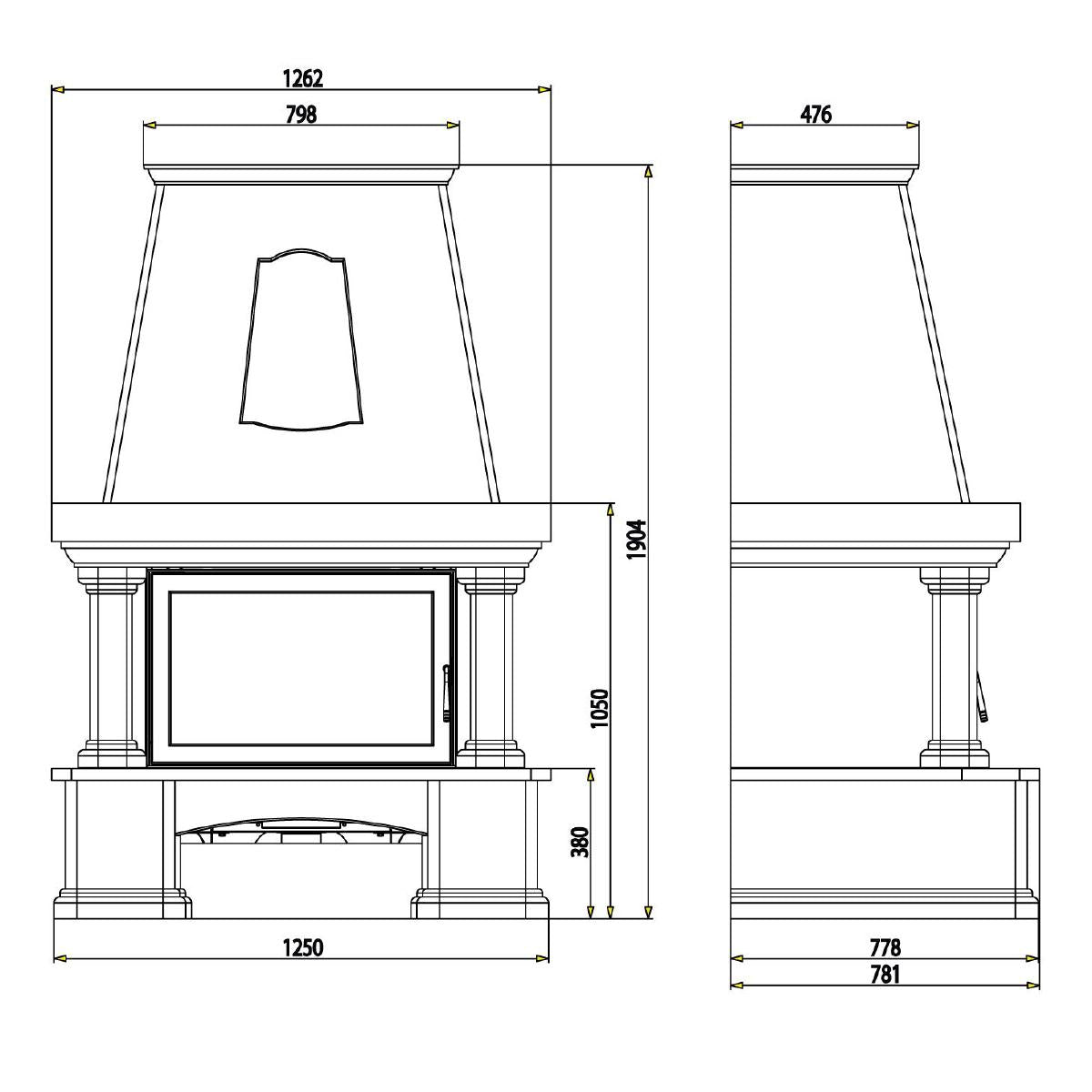 Kaminbausatz Haas und Sohn Genf III 8 kW - Ausführung: Quarzit