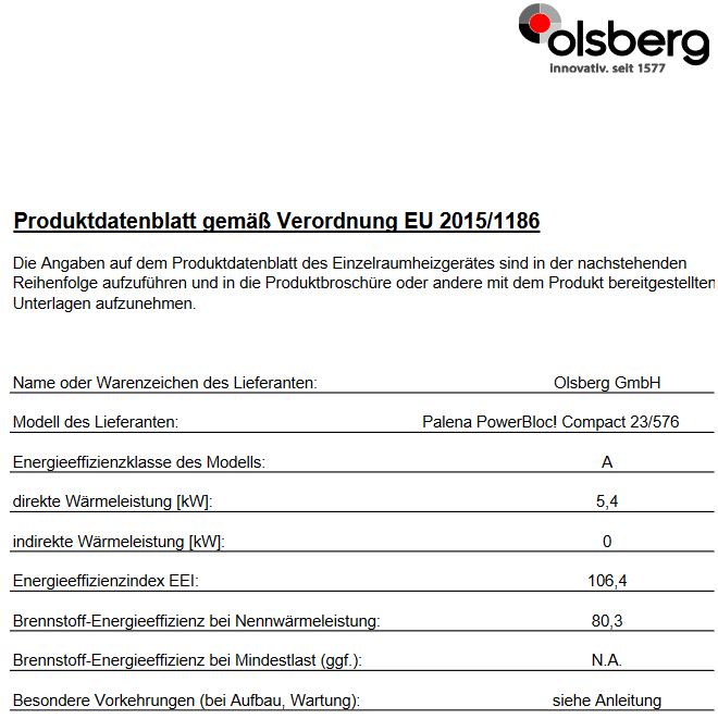 Kaminofen Olsberg Palena PowerBloc! Compact 5 KW Stahlverkleidung schwarz