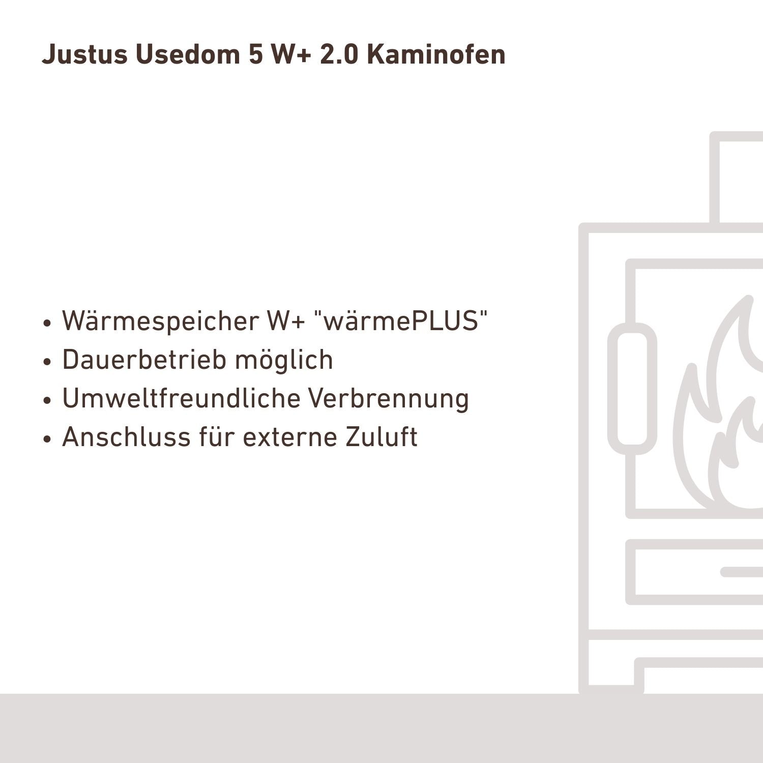 Justus Usedom 5 W+ 2.0 Kaminofen Stahl Schwarz/Sandstein