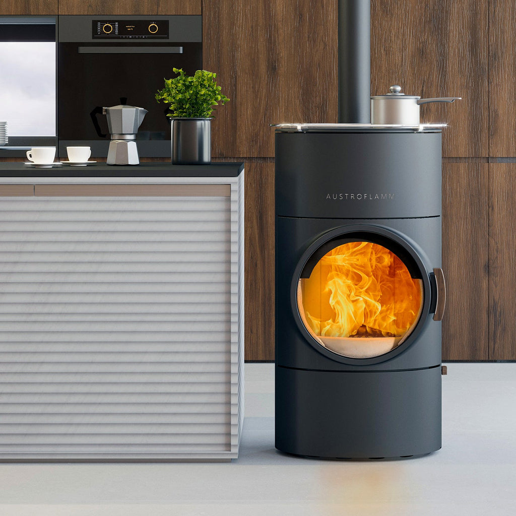 Austroflamm Clou compact Cook Kaminofen Stahl gussgrau, RR oben