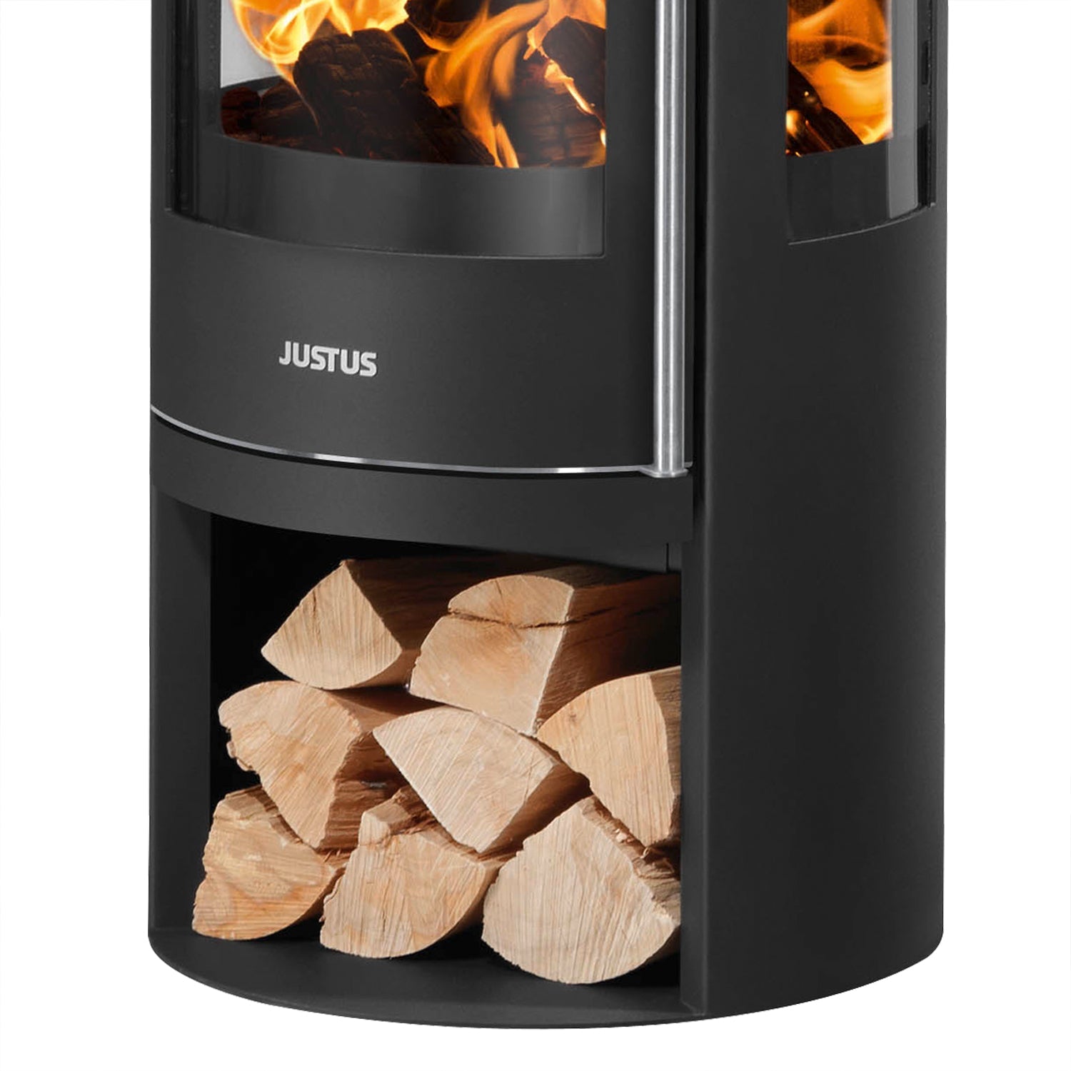 Justus Mino Trios 2.0 Kaminofen Stahl Schwarz mit Keramik-Abdeckplatte Grappa