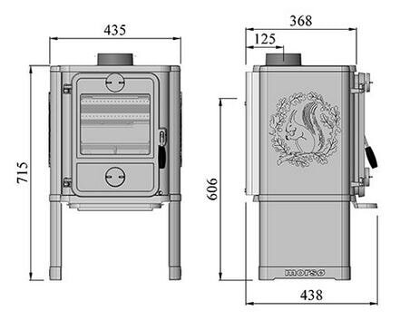 Kaminofen Gussofen Morsoe 1442 - glatt mit Eichhörnchen - 5,3 kW