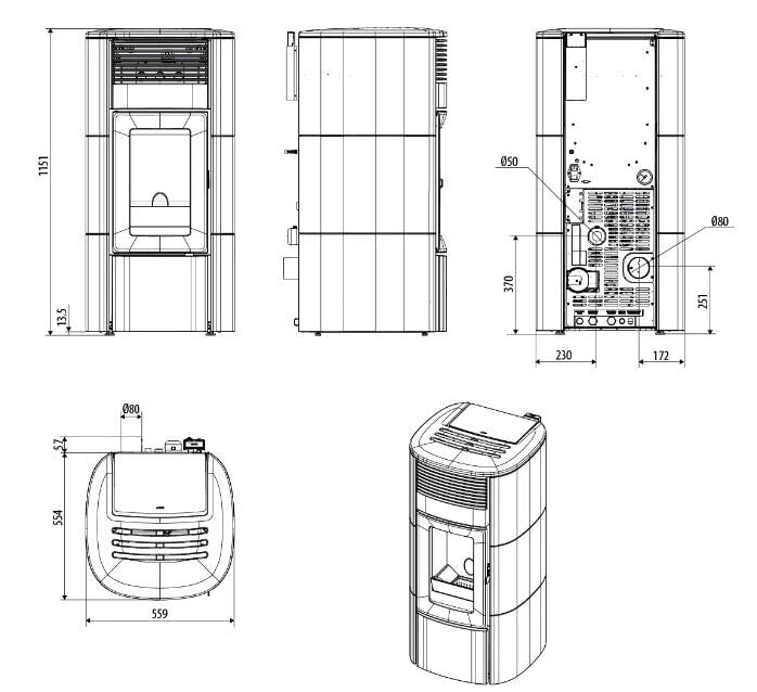 Pelletofen wassergeführt MCZ SUITE Hydromatic 24 R M2 (Anschluss hinten) - Maestro+ - 24 kW